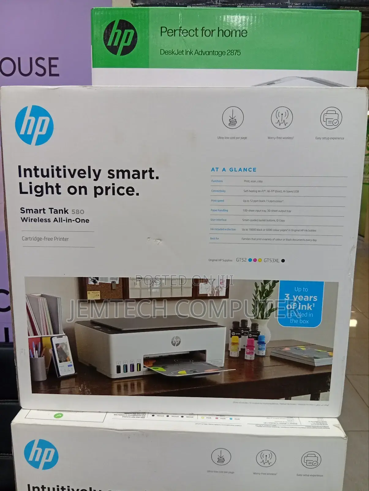 Color Wireless Ink Printer Hp Smart Tank 580 Aio Wifi