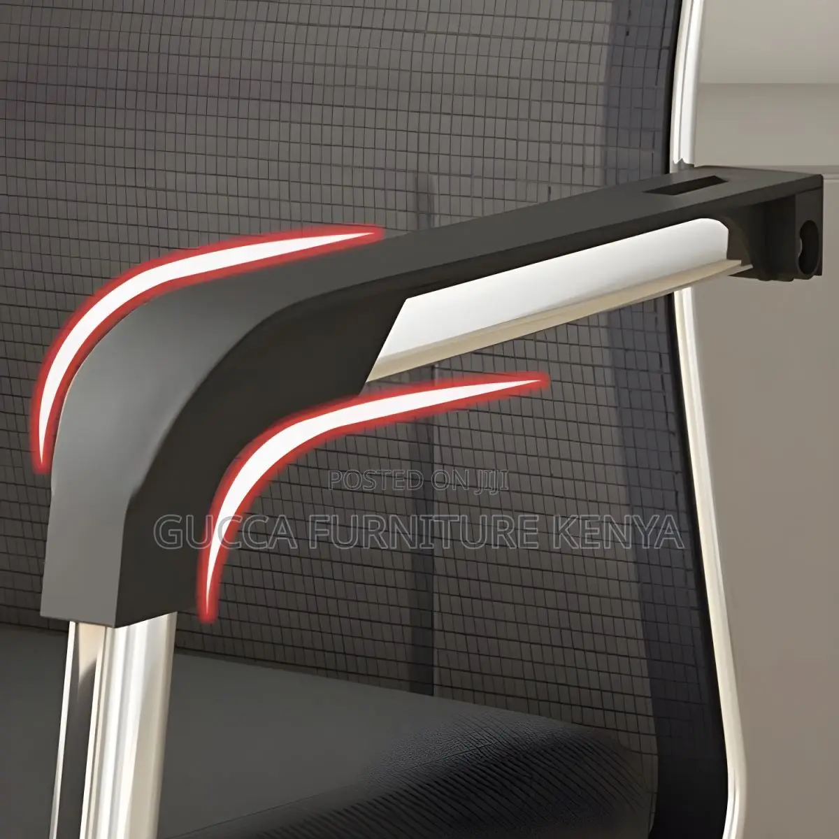 Office Chairs:Mesh Chair With Silver Frame and Armrests