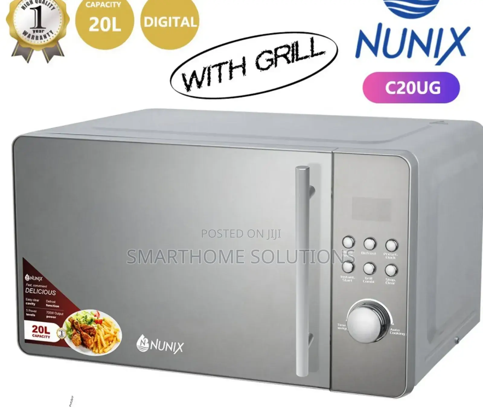 New Model 20l Nunix Digital Microwave With Grill N/Mw