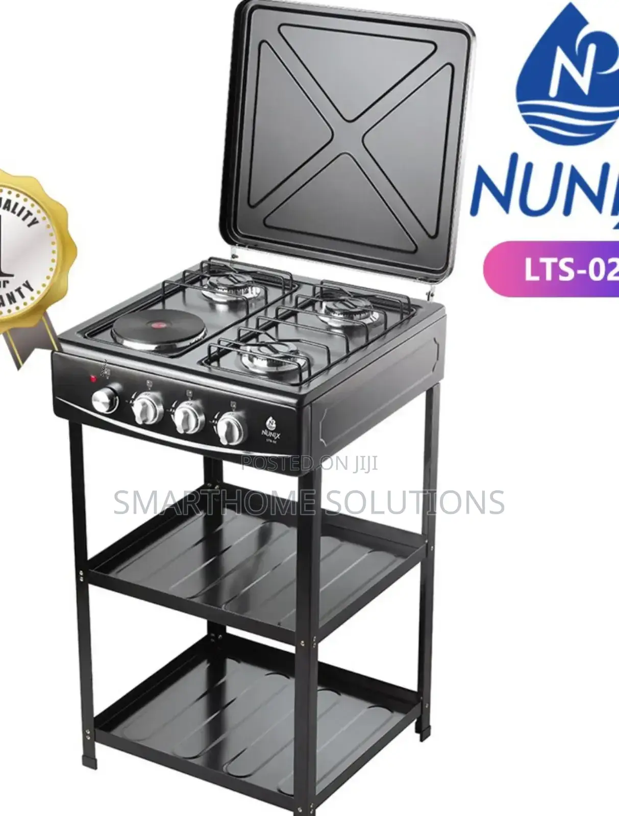 Nunix Cooker 3g +1e Plate Standing Cooker With Shelves N/Lt