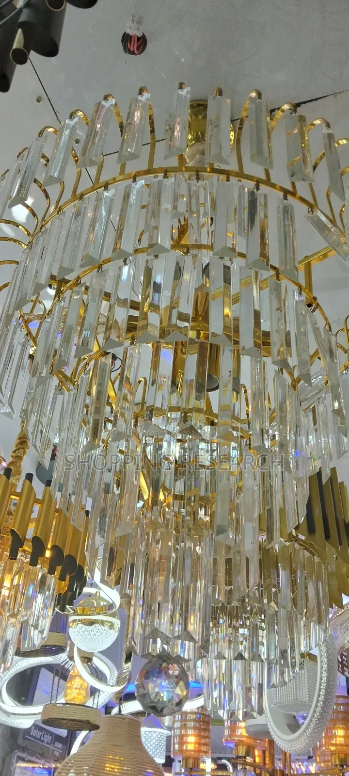 Modern Crystal Chandelier Gold Hanging Pendant Ceiling Light