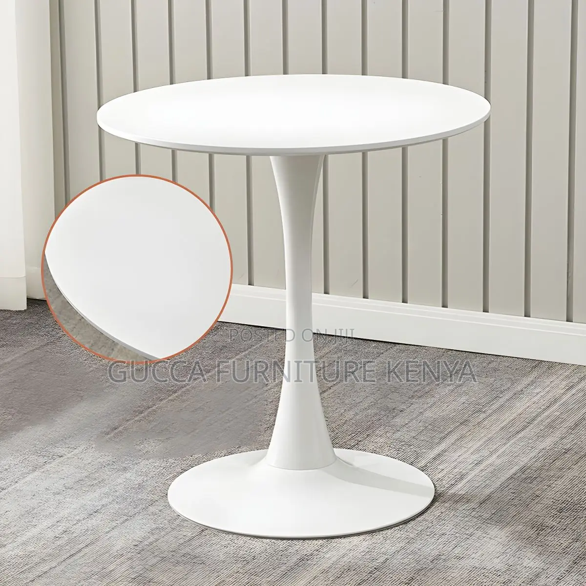 Dining Tables:Tulip Metal Base Round White Dining Table