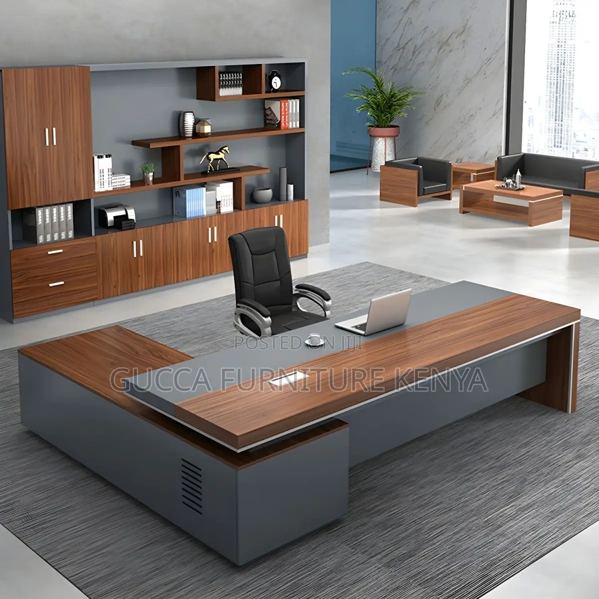 Office Tables:180cm L-Shape Pedestal Computer Office Desk