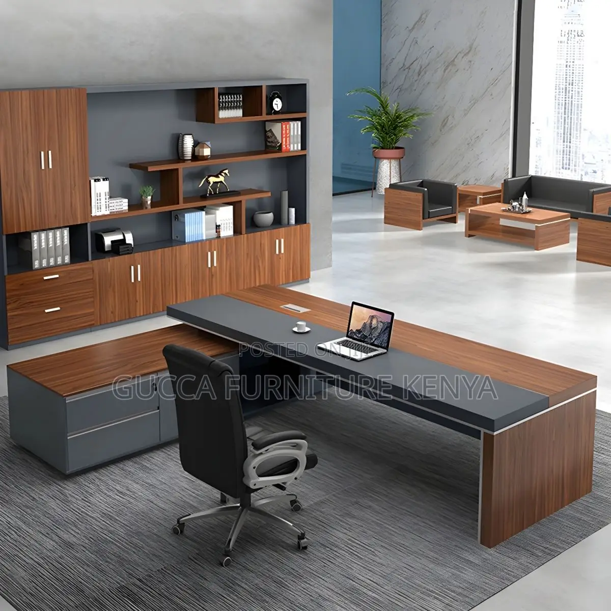 Office Tables:180cm L-Shape Pedestal Computer Office Desk