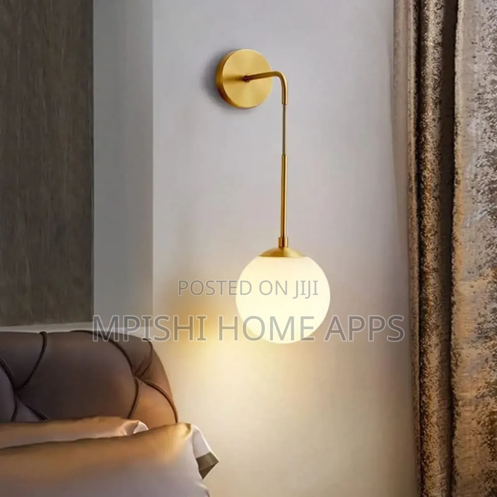 Glass Globe Wall Light - Golden
