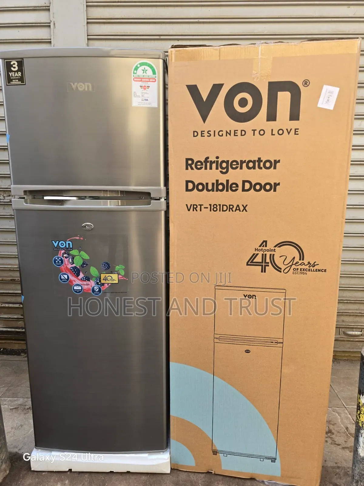 Von VRT-181drax Double Door Fridge 181 Liters Refrigerator
