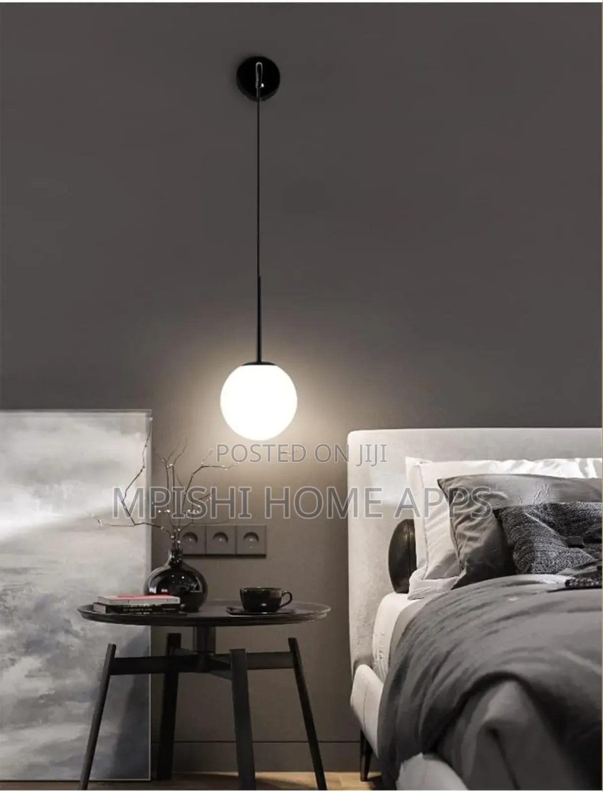 Glass Globe Wall Light - Black