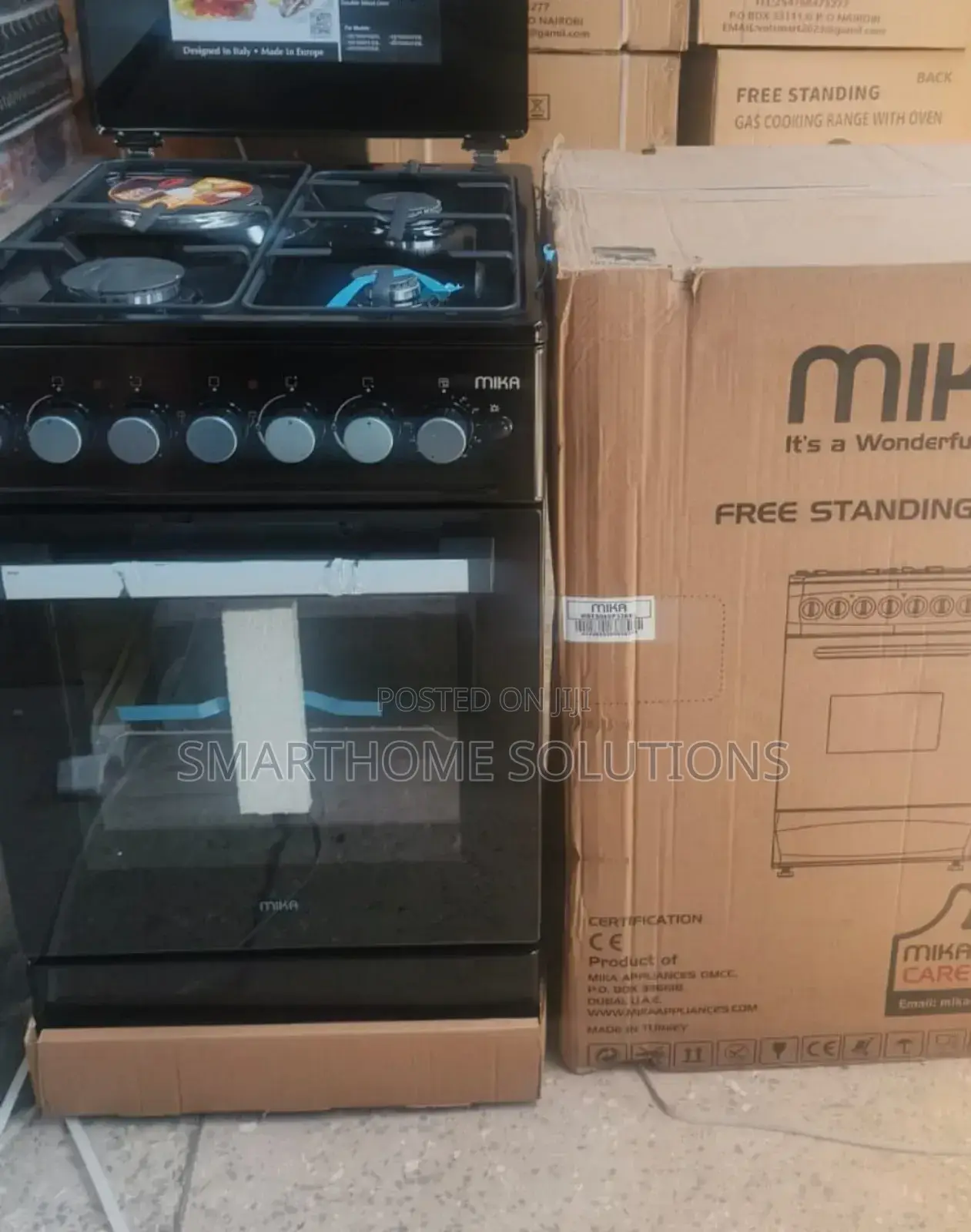 Black Mika 3g+1e 50*60 Standing Gas Cooker M/B3