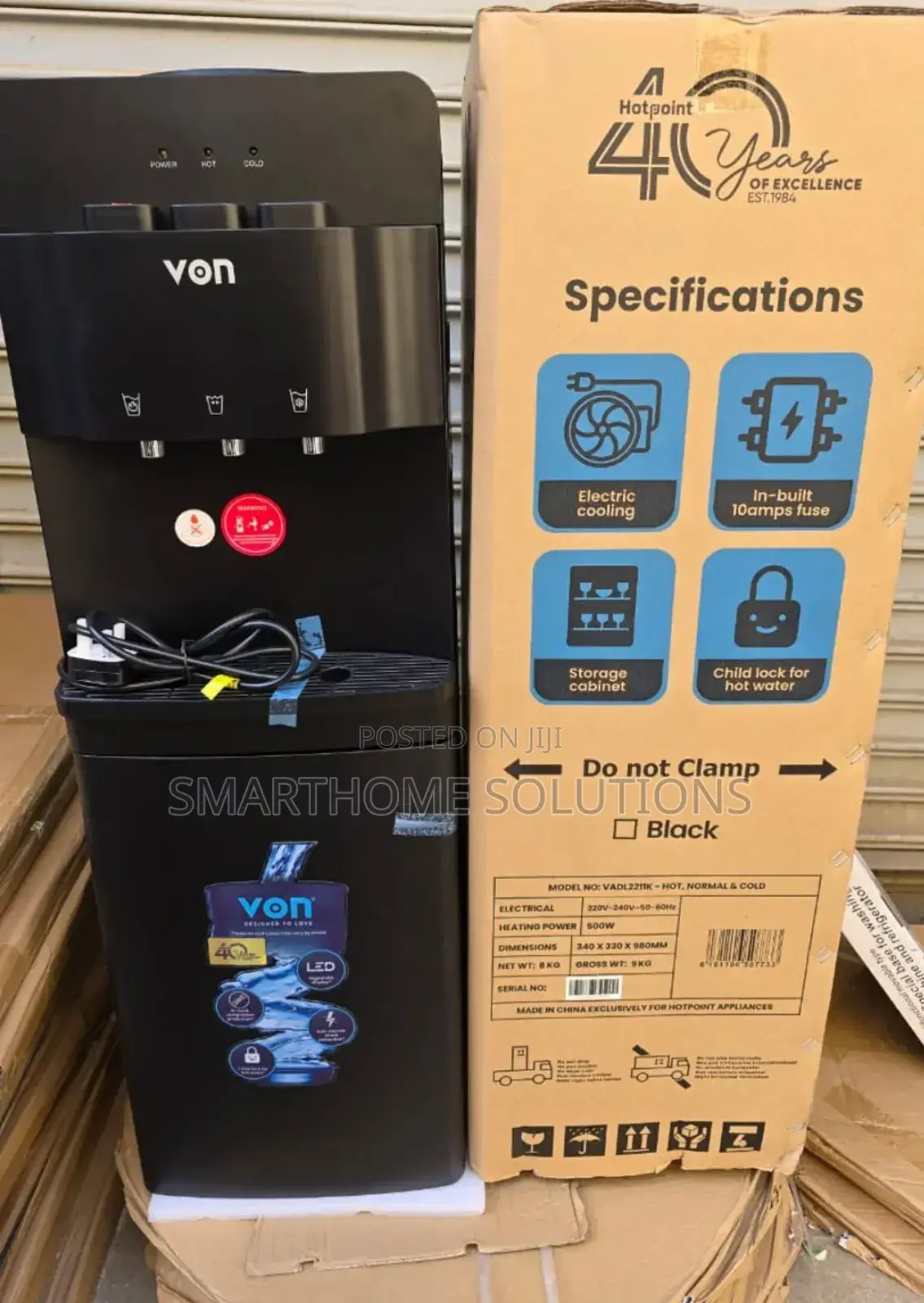 Black Von Hot ,Normal and Cold 3 Taps HNC Dispenser Vn-3