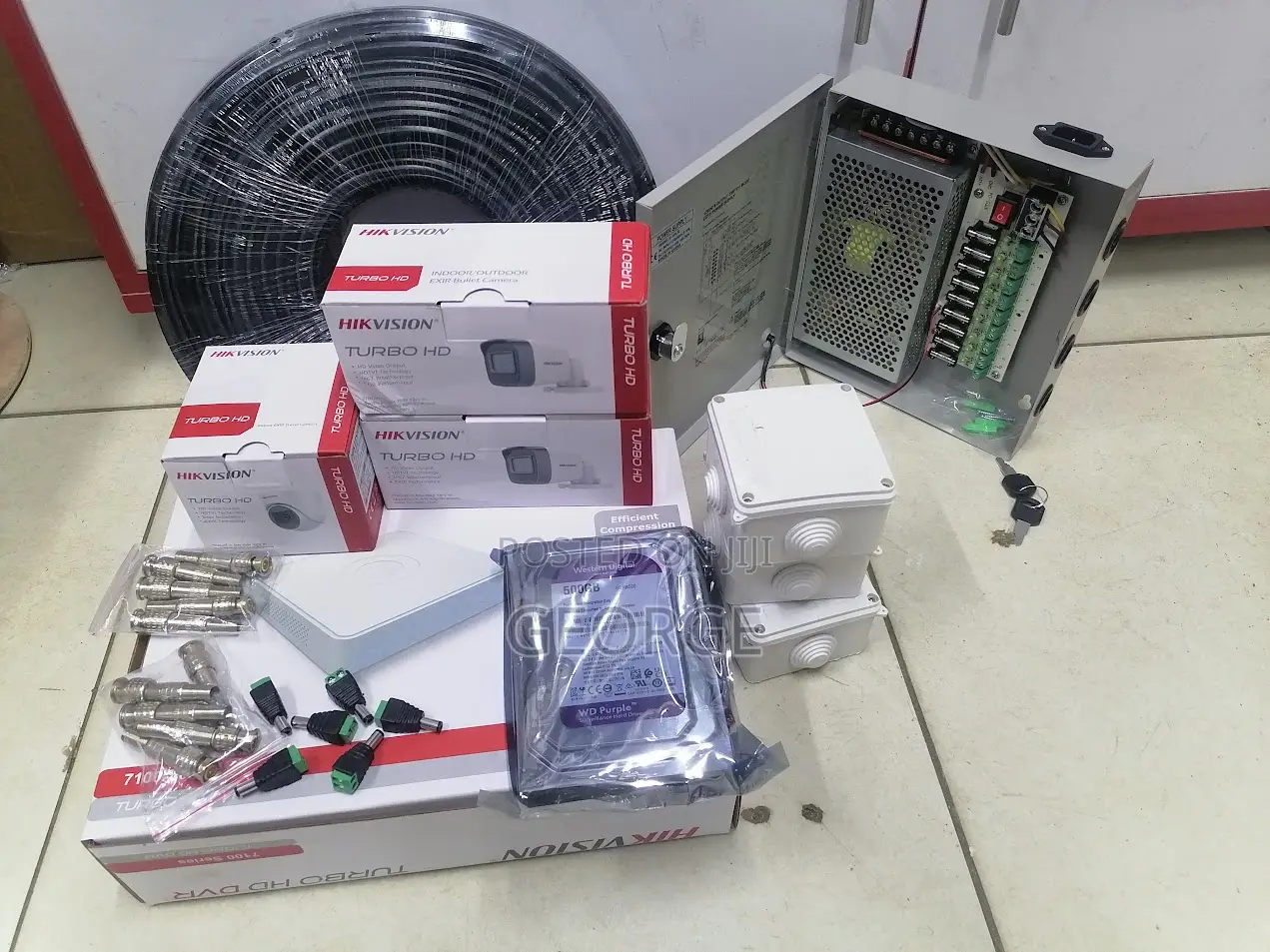 Hikvision 3 Cameras Full Hd CCTV Cameras Full System Kit