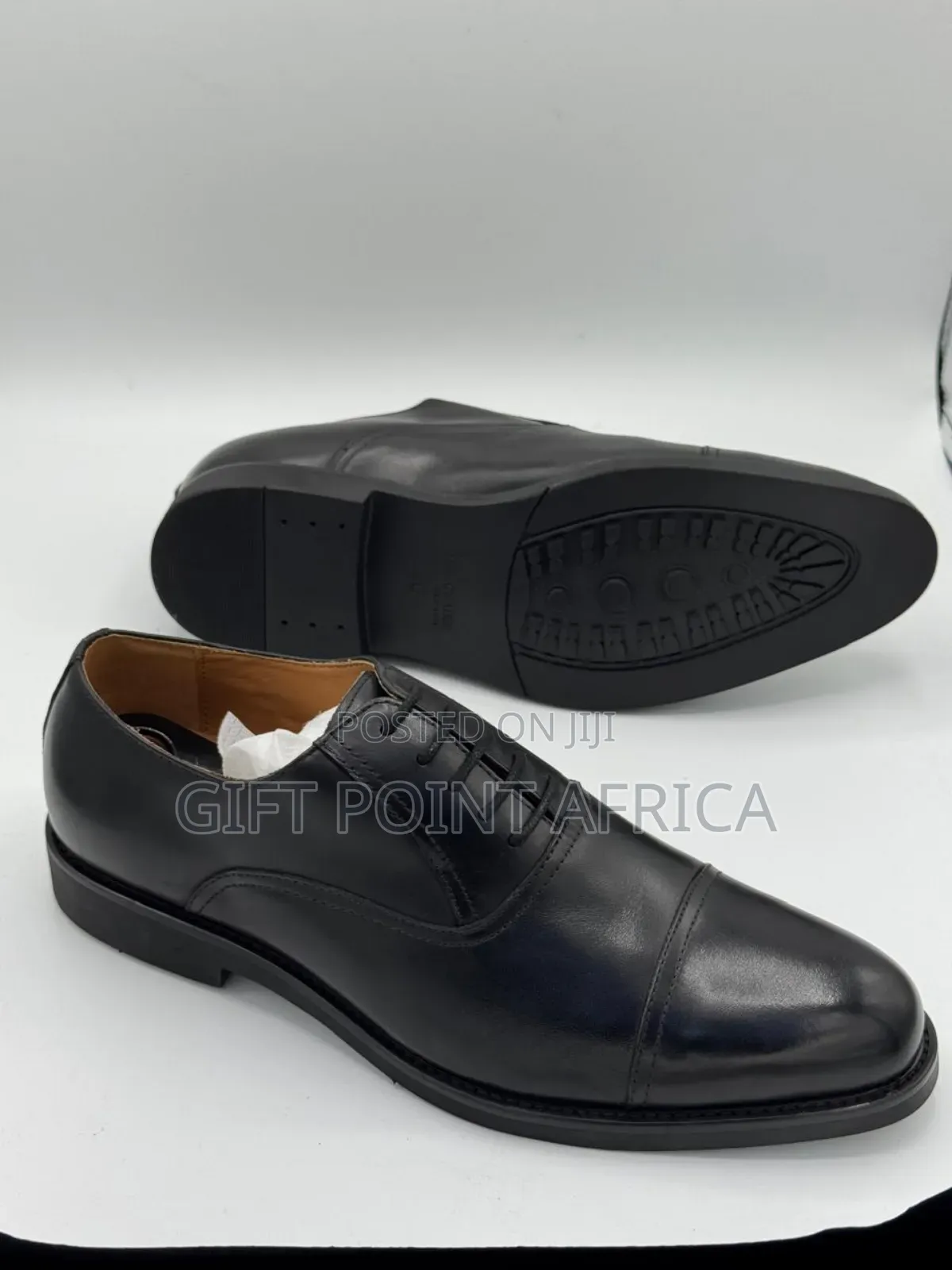 Black Official Leather Shoes With Rubber Sole