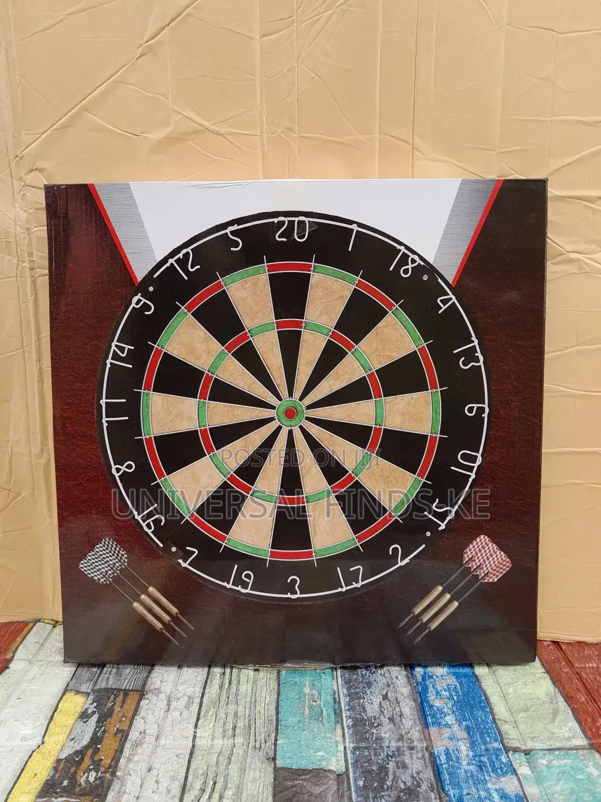 Original Professional Dartboard Set With Steel Tip Darts 18"