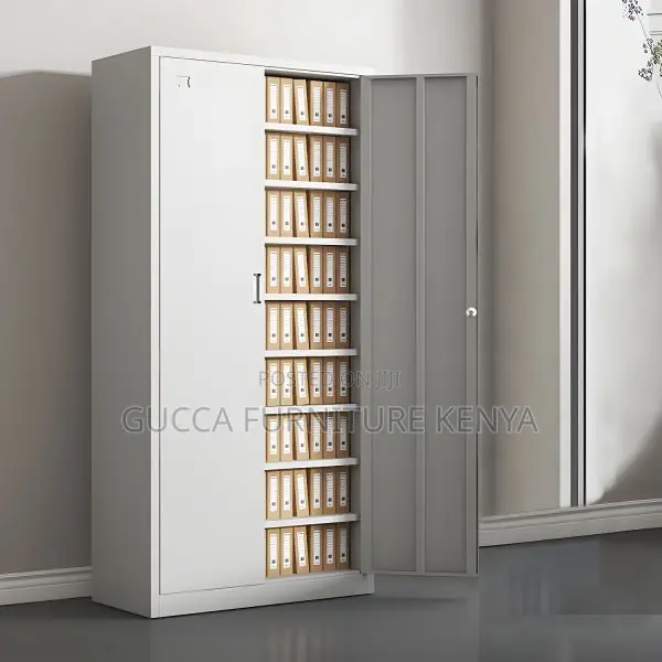 Office Cabinets: 2-Door Modern White Steel Locking Cabinet