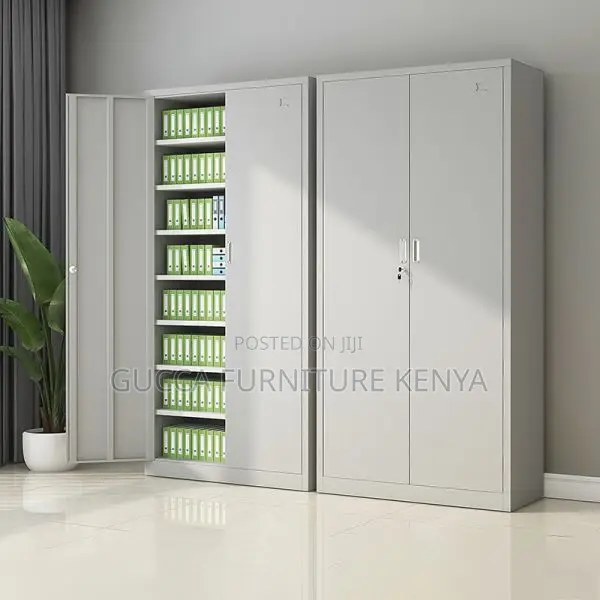 Office Cabinets: 2-Door Modern White Steel Locking Cabinet