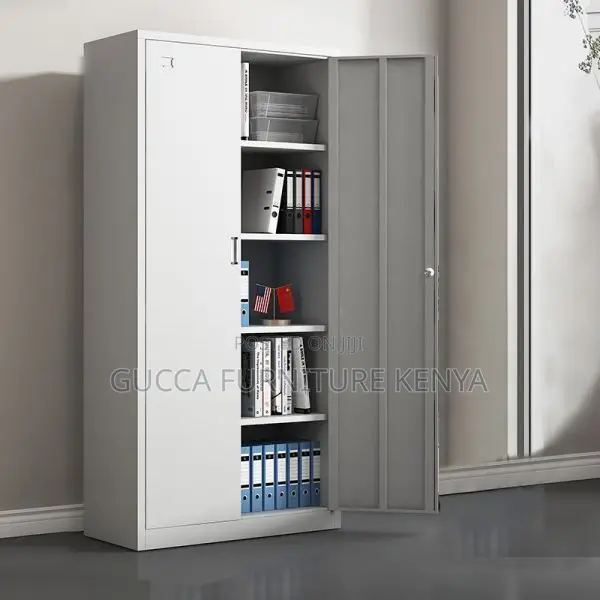 Office Cabinets: 2-Door Modern White Steel Locking Cabinet