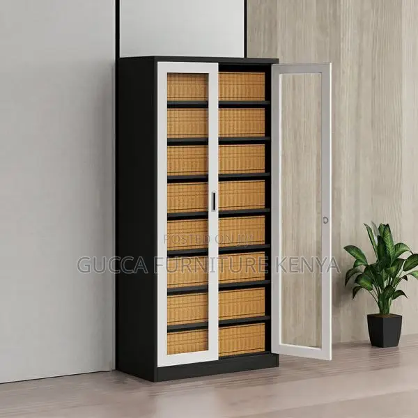 Cabinets:Modern Gray Steel Vertical Filing 2-Door Cabinet