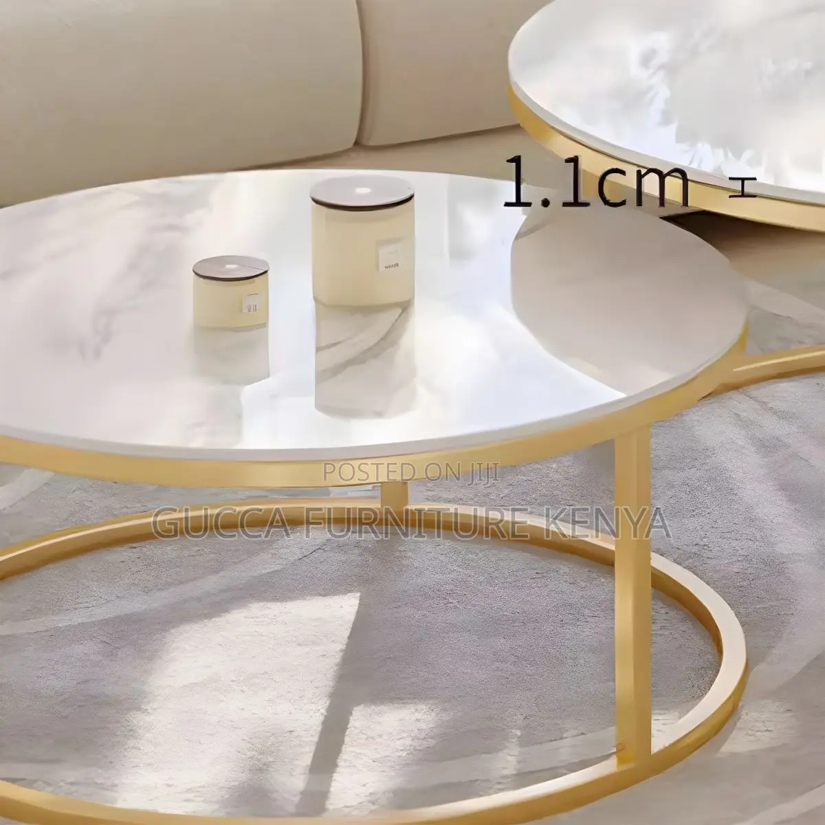 Coffee Tables:Twin Round Nesting Coffee Table Marble Top