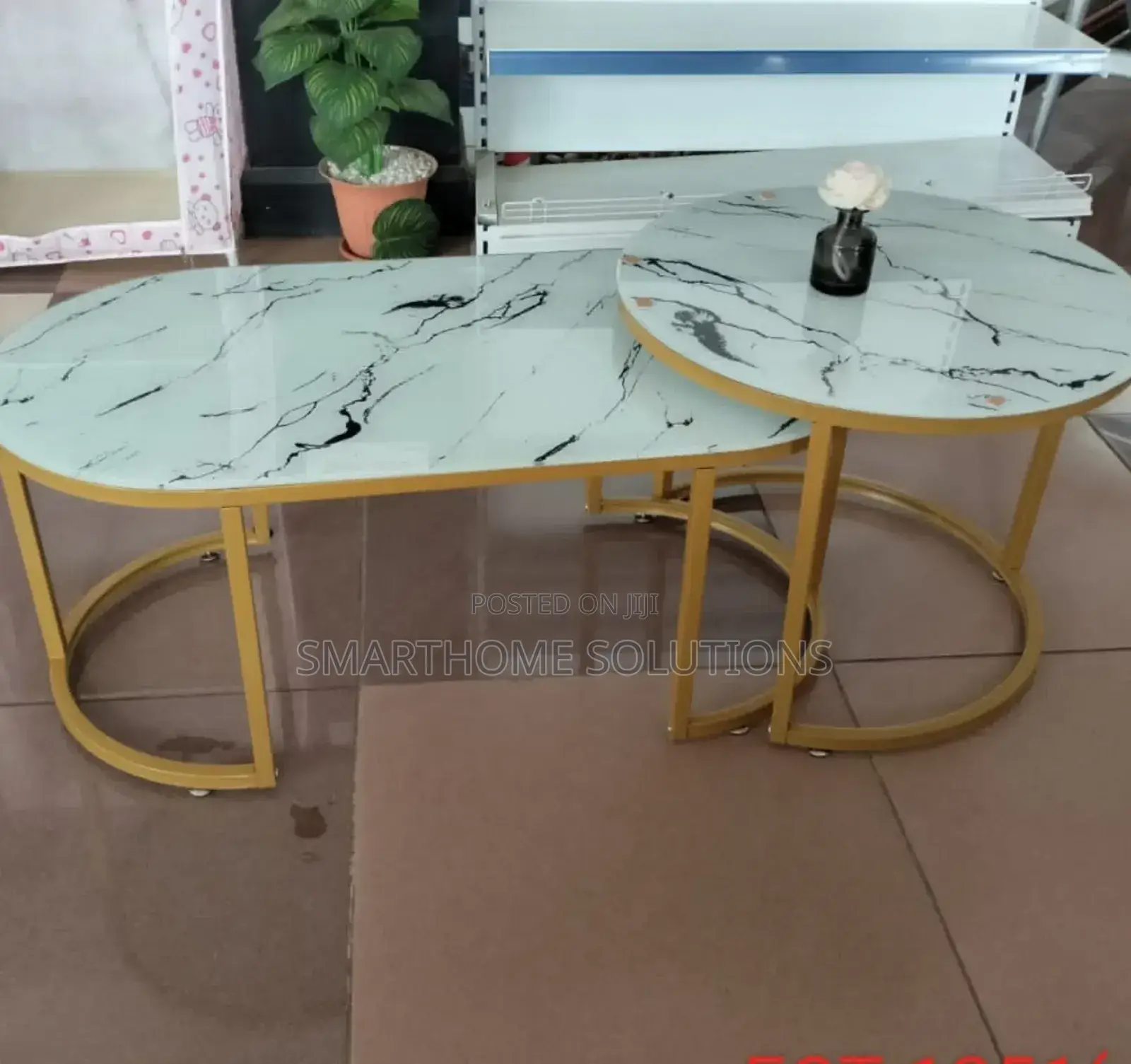 Coffee Table , White Marble 2 in 1 Nesting Coffee Table .