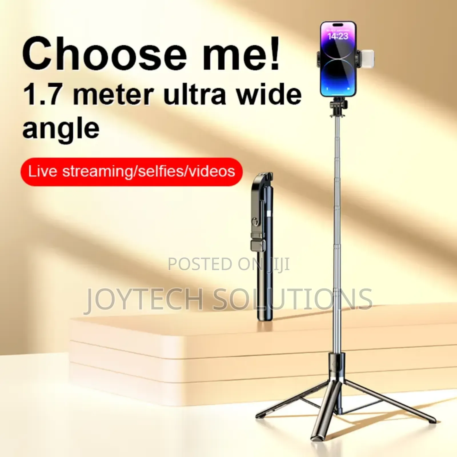 Outdoor Hot Selling 1.7m Portable Stick Selfie With Light