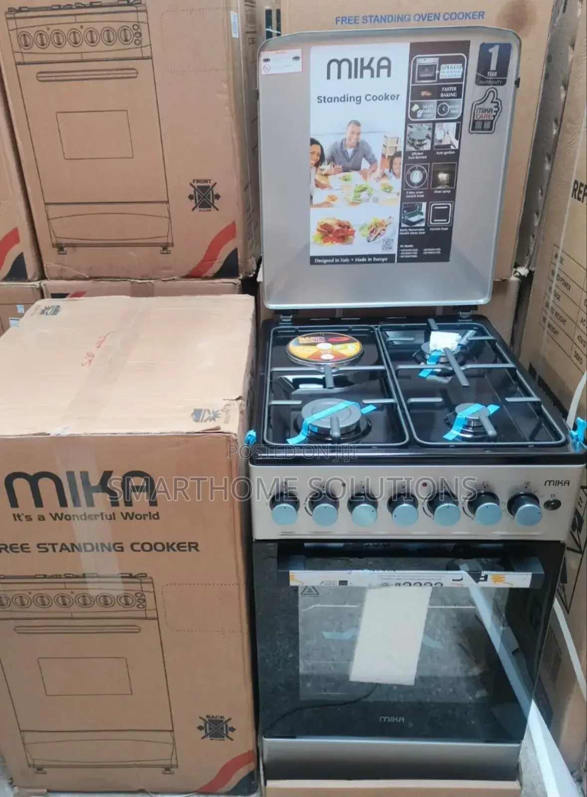 Mika 50×60 Silver Black Staineless 3+1 Standing Cooker
