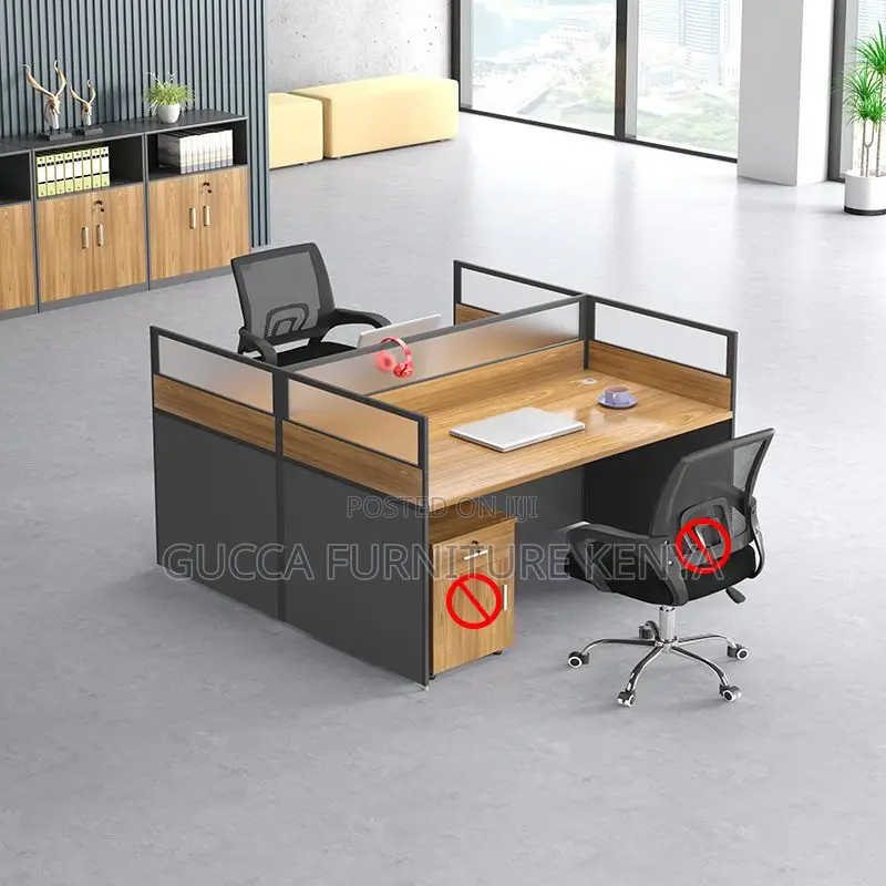 Workstations:Office 2-Seater Wood Color Top Workstation