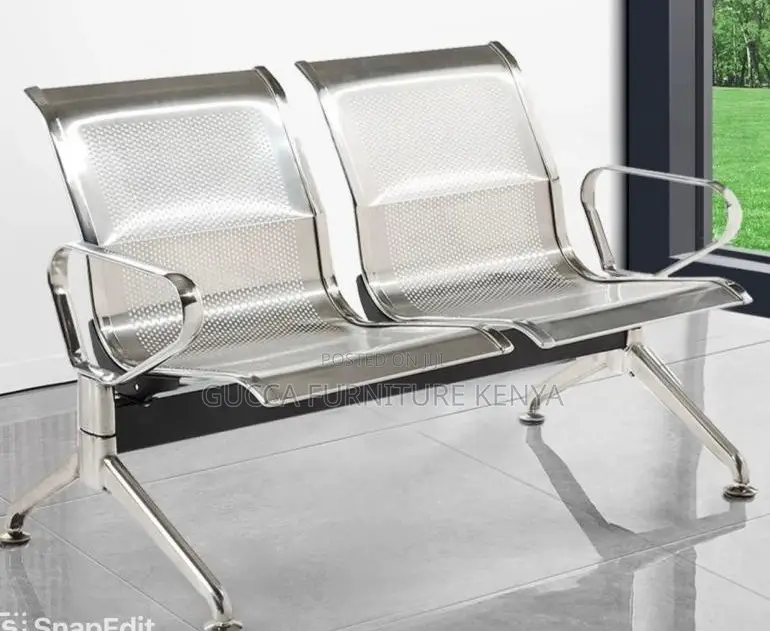 Benches: 2 Stainless Steel Waiting Office Bench