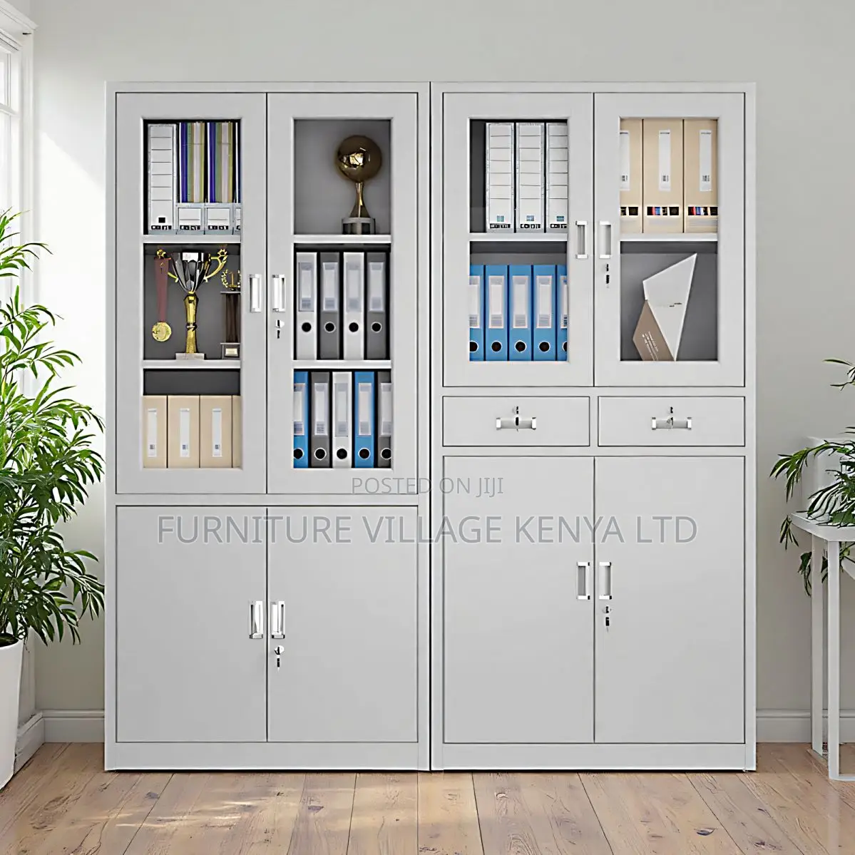 Office Cabinet: Half-Glass Office Storage Cabinet