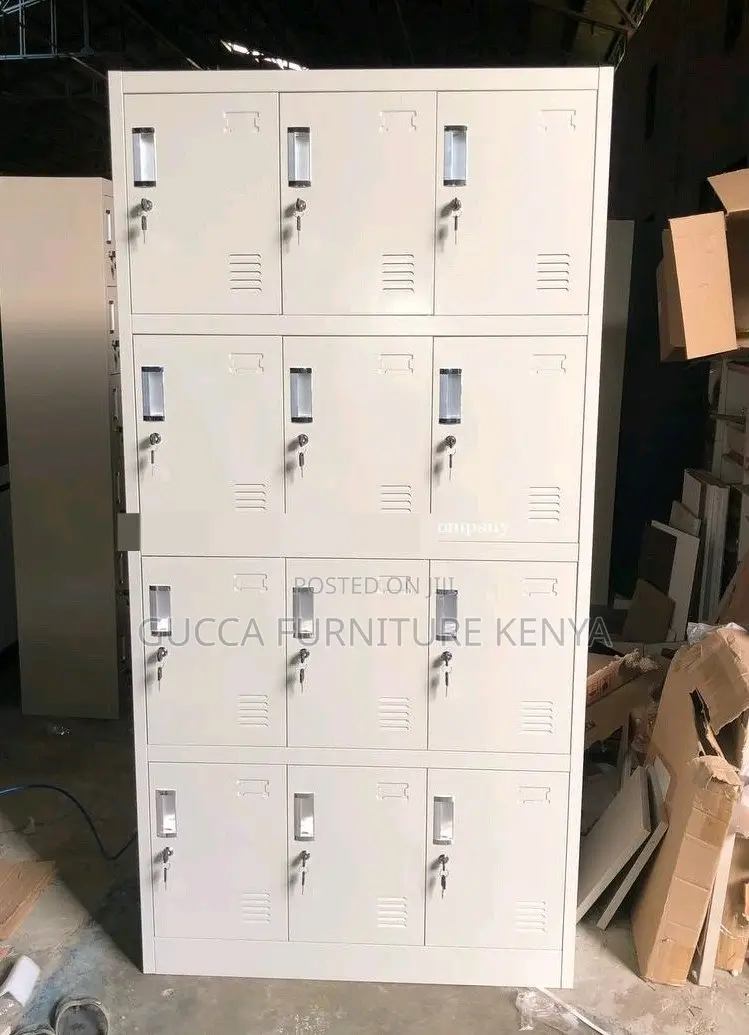 Cabinets: Metallic 15-Door Lockable Office Storage Unit