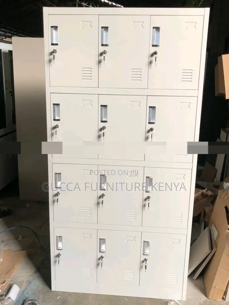 Cabinets: Metallic 15-Door Lockable Office Storage Unit