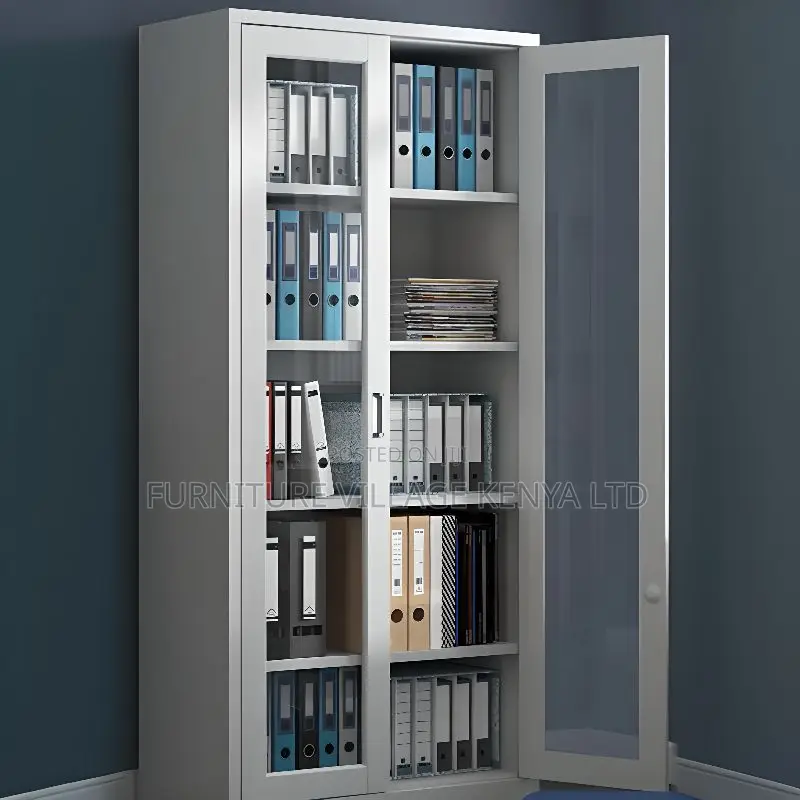 Storage Cabinets; Full-Glass Metallic Office Cabinet
