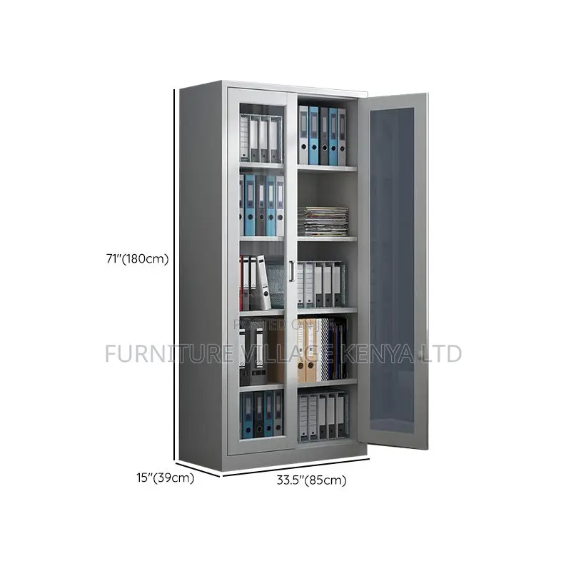 Storage Cabinets; Full-Glass Metallic Office Cabinet