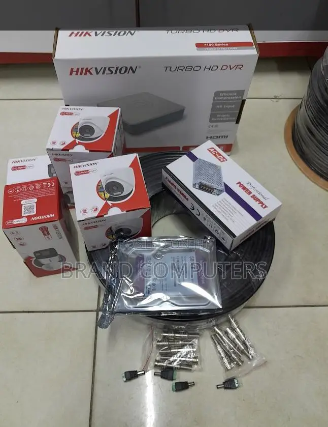 Hikvision Coloured 4 Channel 4 Cameras CCTV 1080p Package