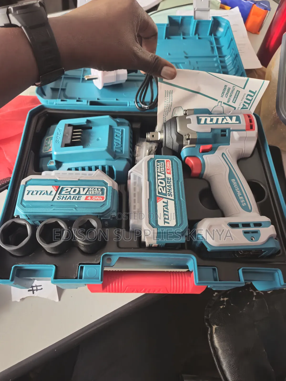 850nm Cordless Impact Wrench 20v Total 4.0ah Batteries 2pcs