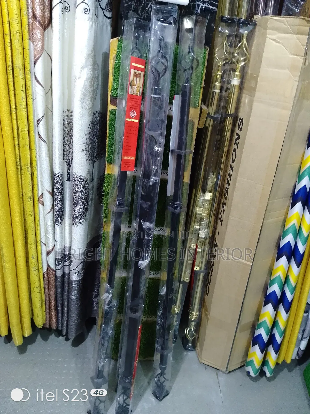 Black 2m Single Rod for Curtain Available