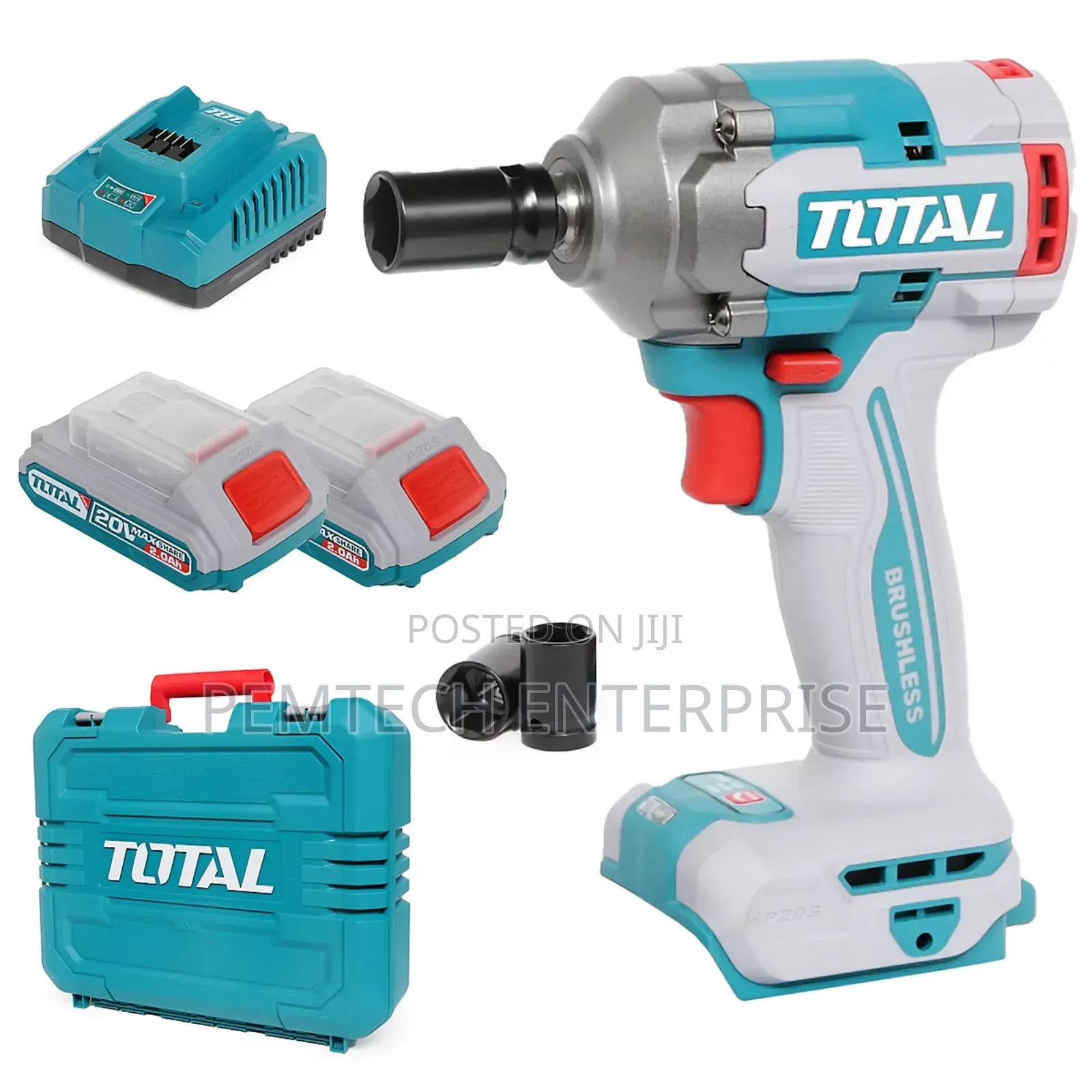 Total Li-Ion 20v Impact Wrench (With 2 X Batteries Charger