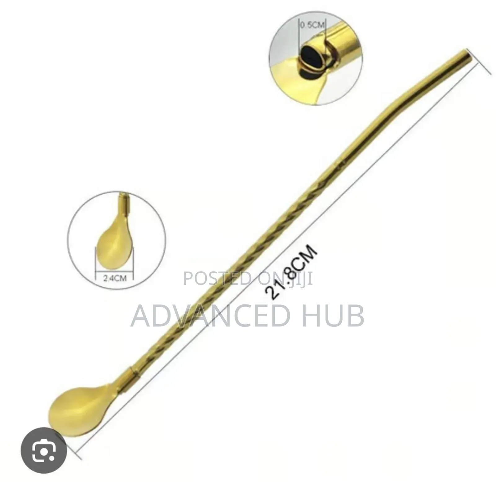 6pcs Long Stainless Steel Straw Spoons