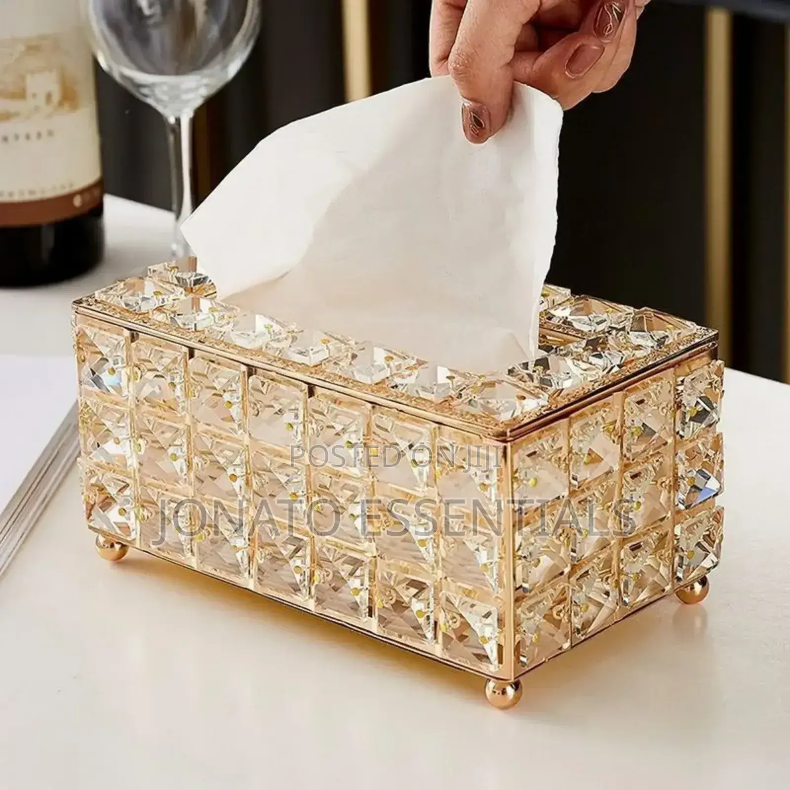 Nordic Crystal Tissue Box, Serviette Holder