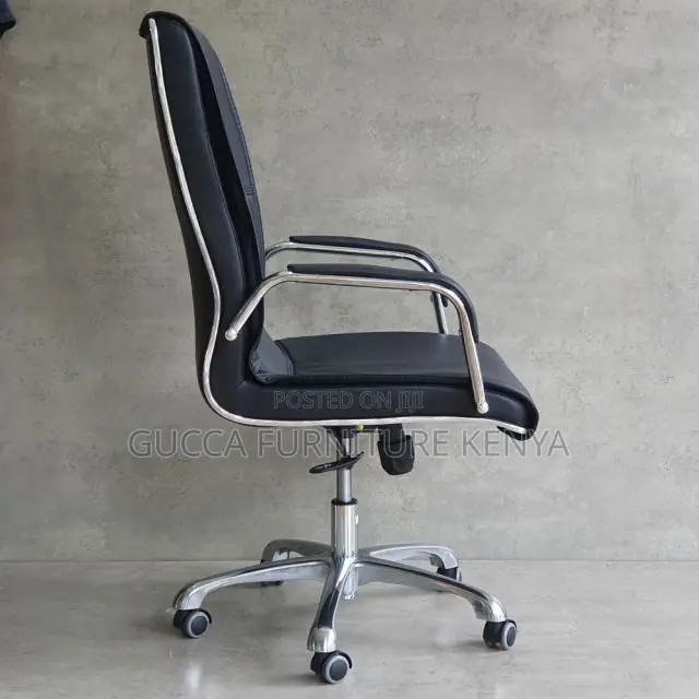 Office Chairs:Leather Upholstered Rolling Base Chair