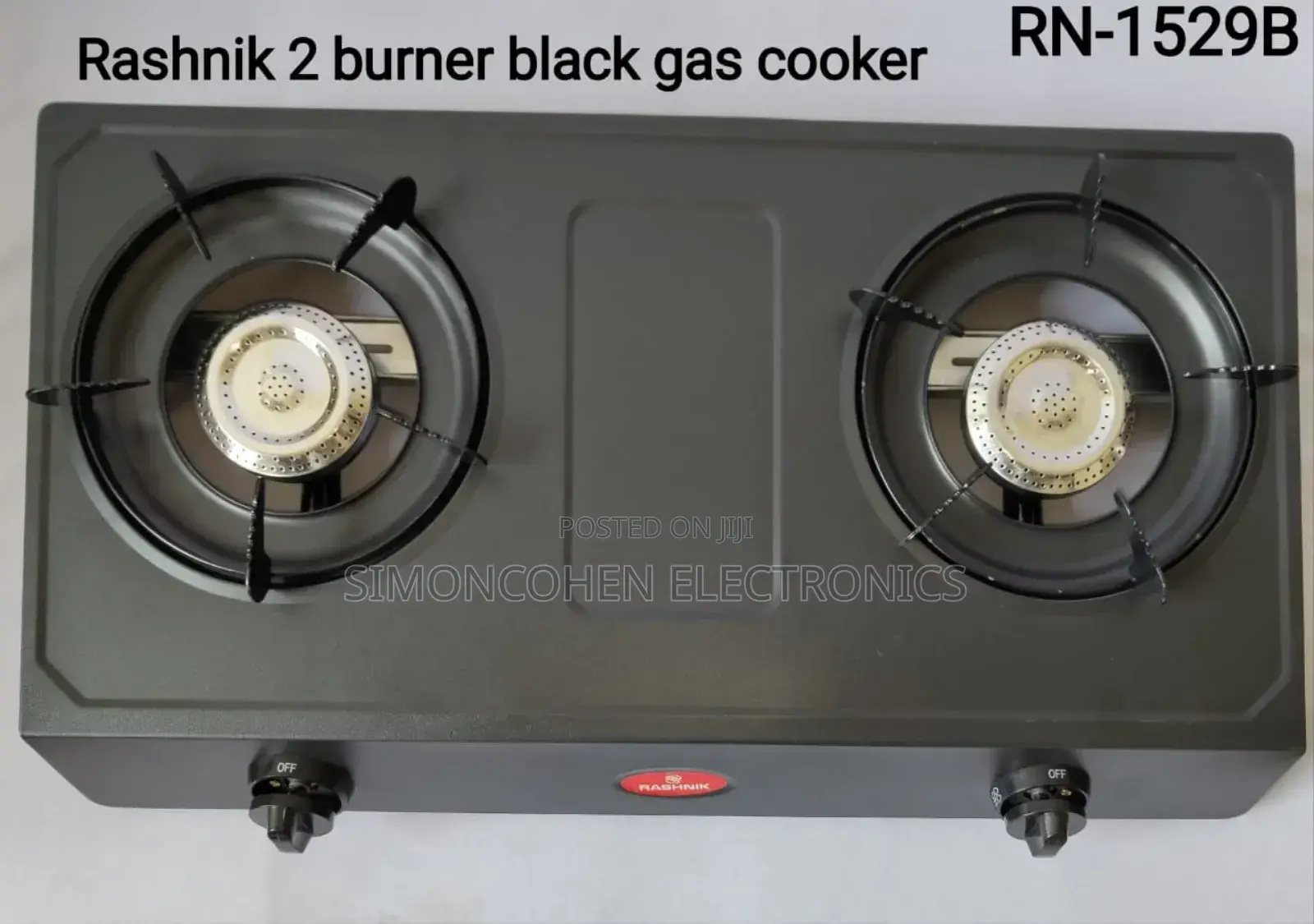 Double Burner Black Rashnik Gas Stove Cooker