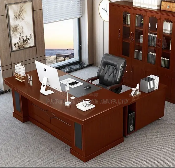 Office Tables:Mahogany Solid 160cm Executive Table Res Brown