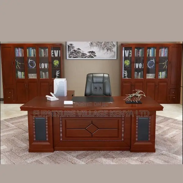 Office Tables:Mahogany Solid 160cm Executive Table Res Brown
