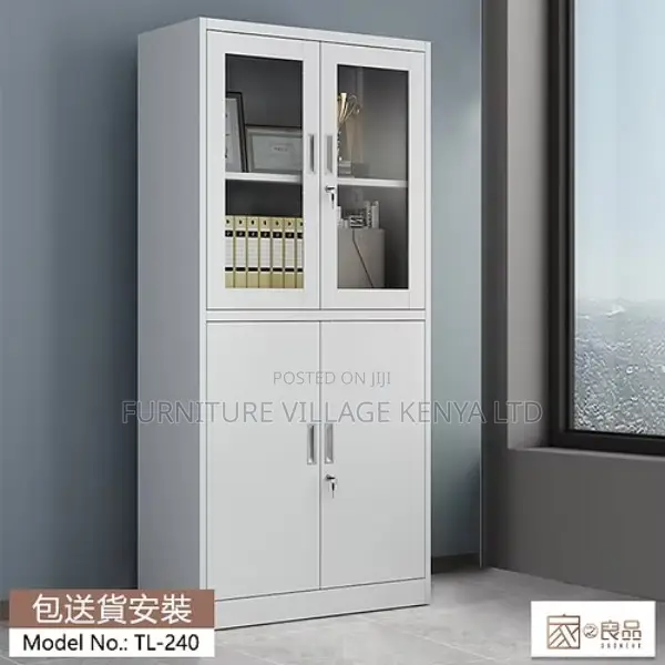 Cabinets:Office 2-door Glass Front Storage File Cabinet