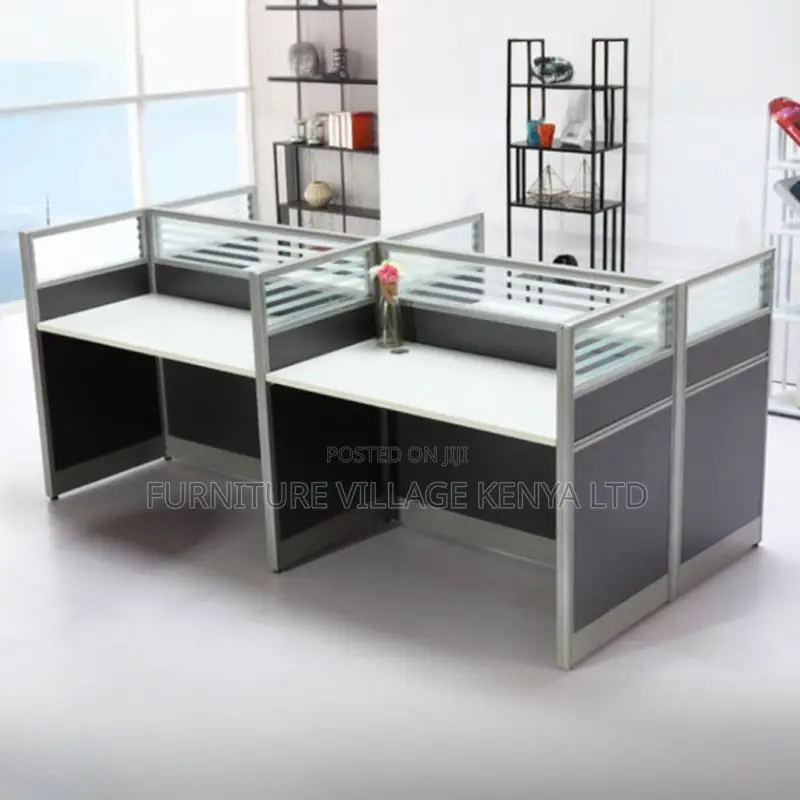 Workstations:4-Seater Office Gray White Office Workstation