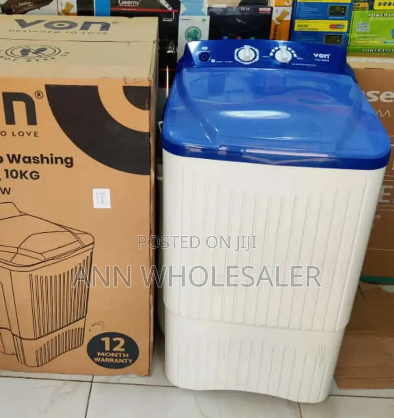 *Von Washing Machine 10kg Single Tub