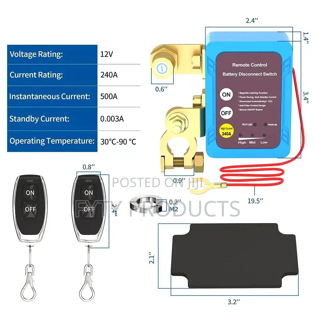 Car Battery Kill Switch Anti Theft, Automatic Cut/Shut Off