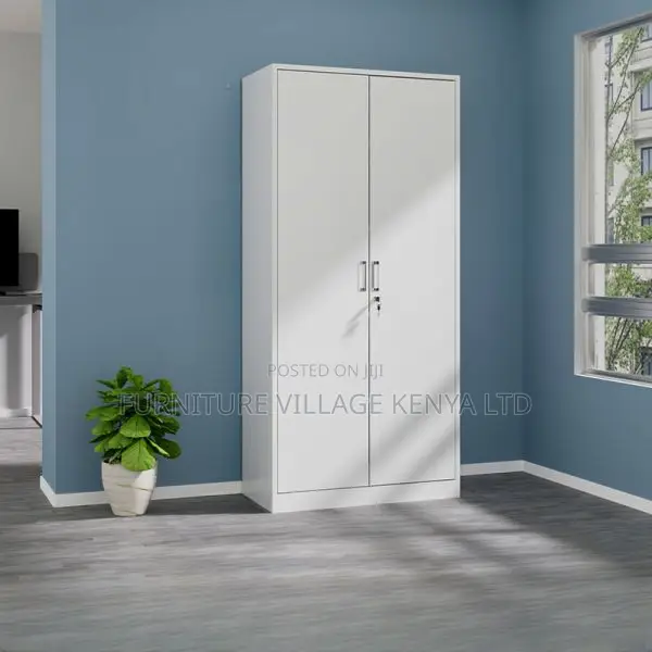 Cabinets: Solid Steel 2-Door Locker Office Storage Unit