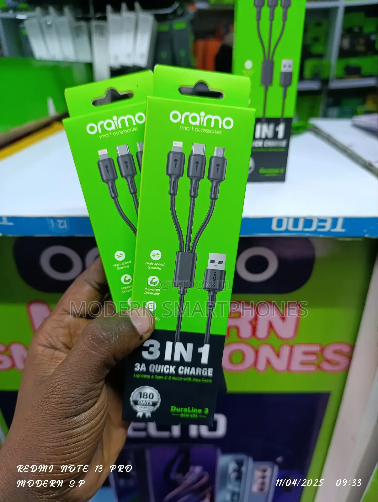 Oraimo 3 in 1 Cable Durable Micro Ocd-X93