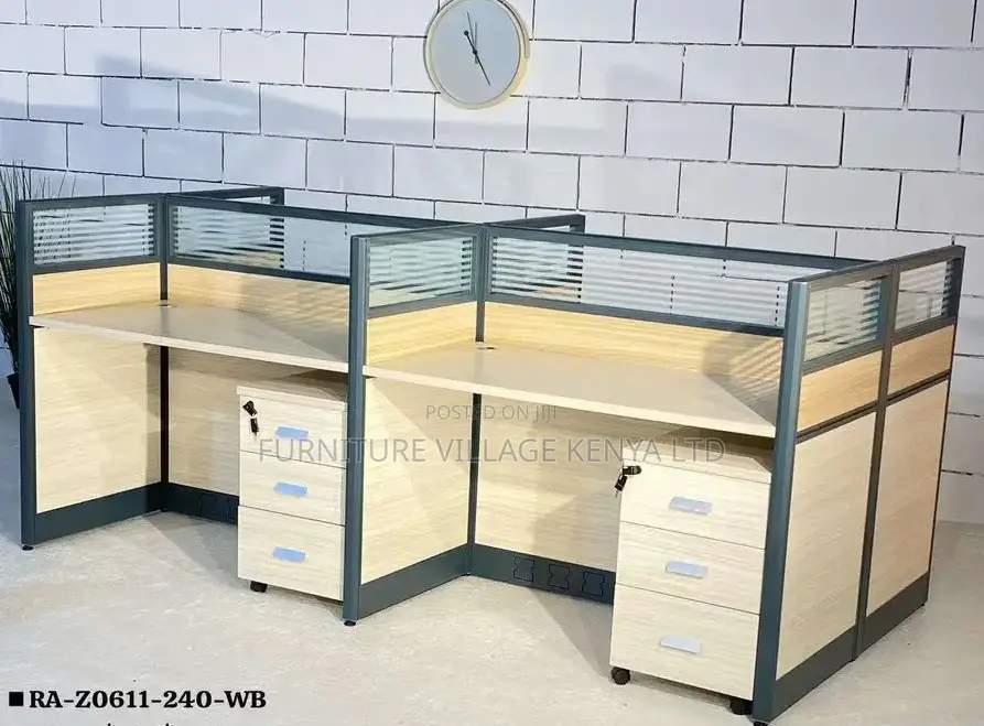 Workstations: 4-Person Modular Office Workspace
