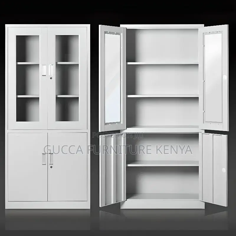 Office Cabinet:2-door Gray Assembled Office Storage Unit