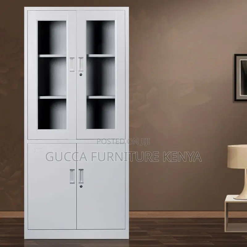 Office Cabinet:2-door Gray Assembled Office Storage Unit